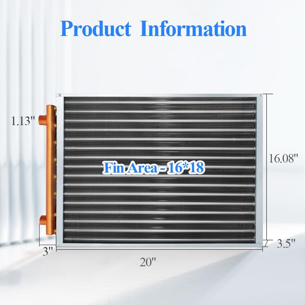Water to Air Heat Exchanger 16x18 1" Copper Ports