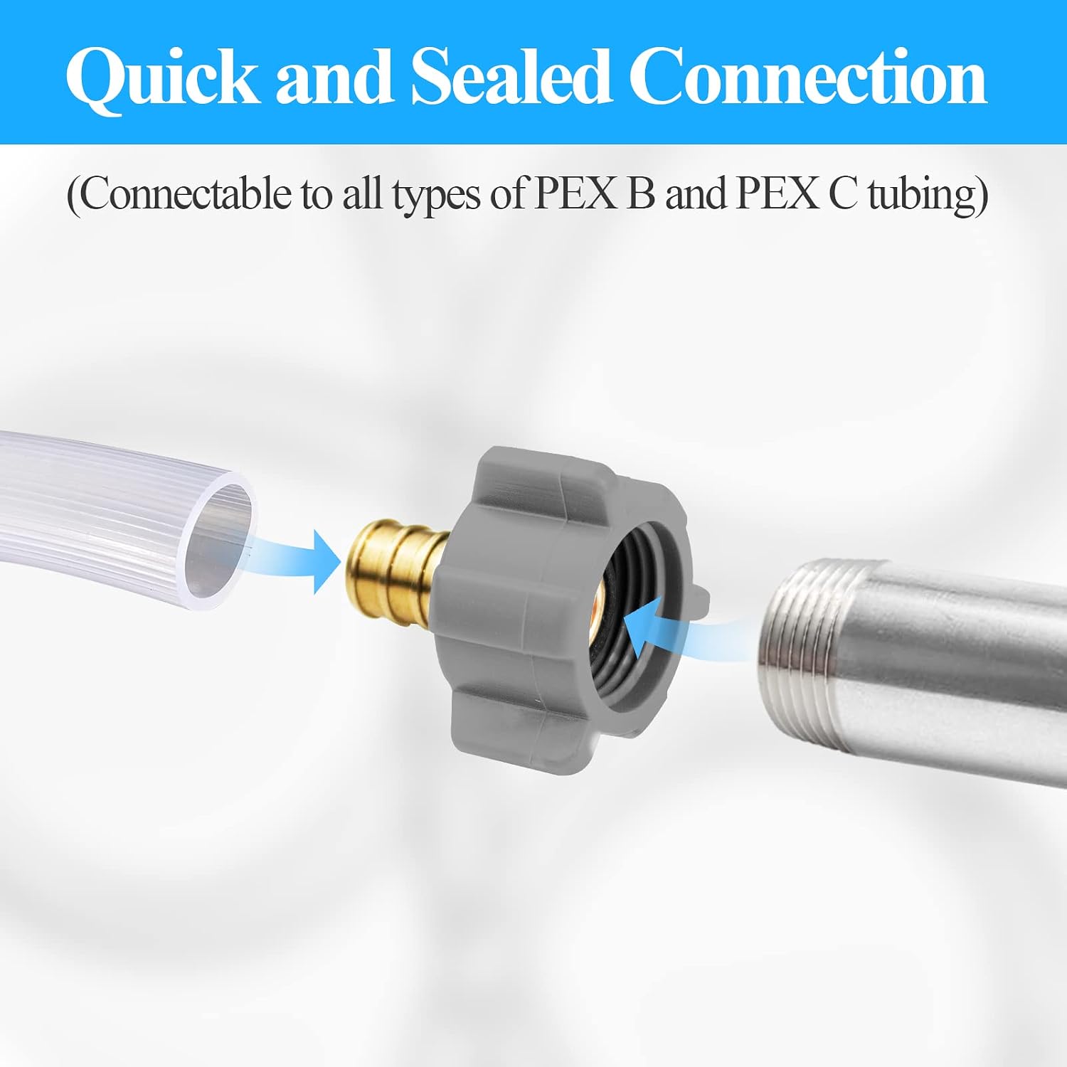 WiseWater 1/2" PEX x 1/2" FNPT Swivel Adapter Kit, Lead-Free DZR Brass Fittings with Crimp Rings and Clamps, 4-Pack