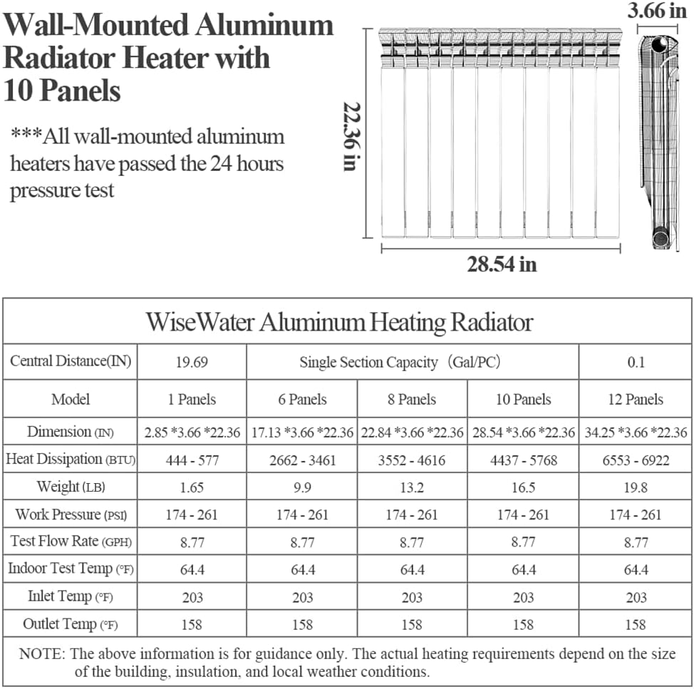 Wall Mounted Aluminum Radiator Heater for Hot Water Room Heating Systems