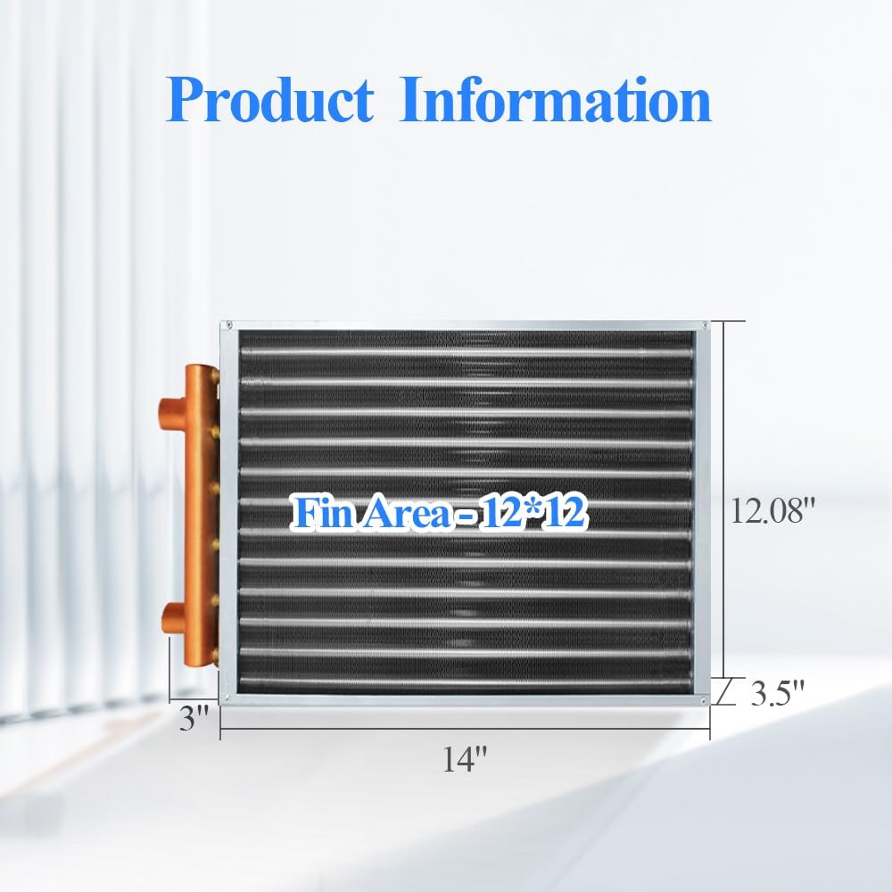 Water to Air Heat Exchanger 12x12 1" Copper Ports