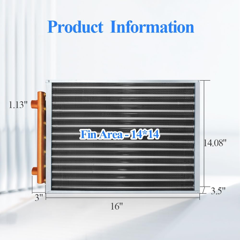 Water to Air Heat Exchanger 14x14 1" Copper Ports