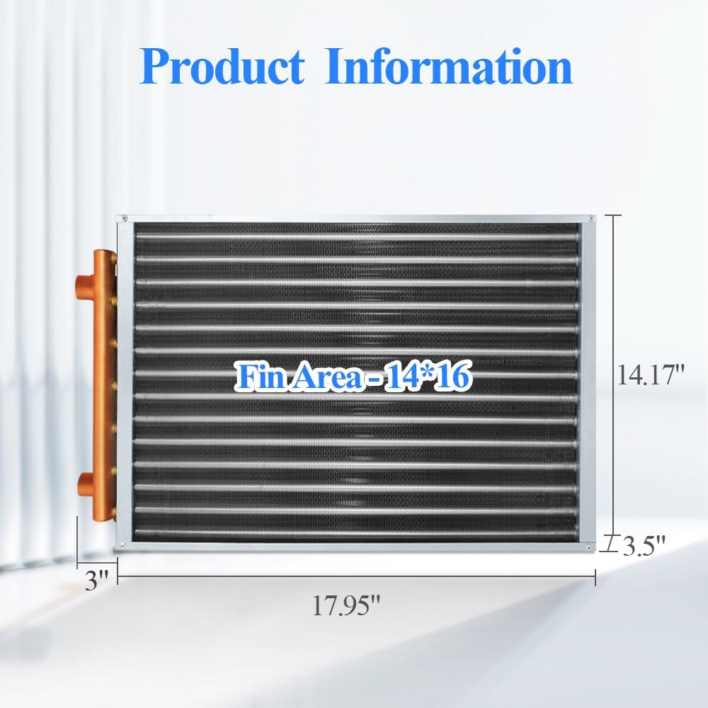 Water to Air Heat Exchanger 14x16 1" Copper Ports