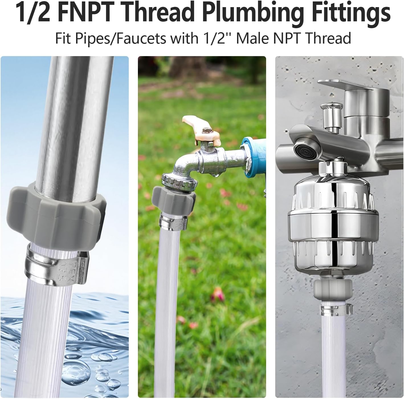 WiseWater 1/2" PEX x 1/2" FNPT Swivel Adapter Kit, Lead-Free DZR Brass, NSF/ANSI 61 Certified, 12 Pack
