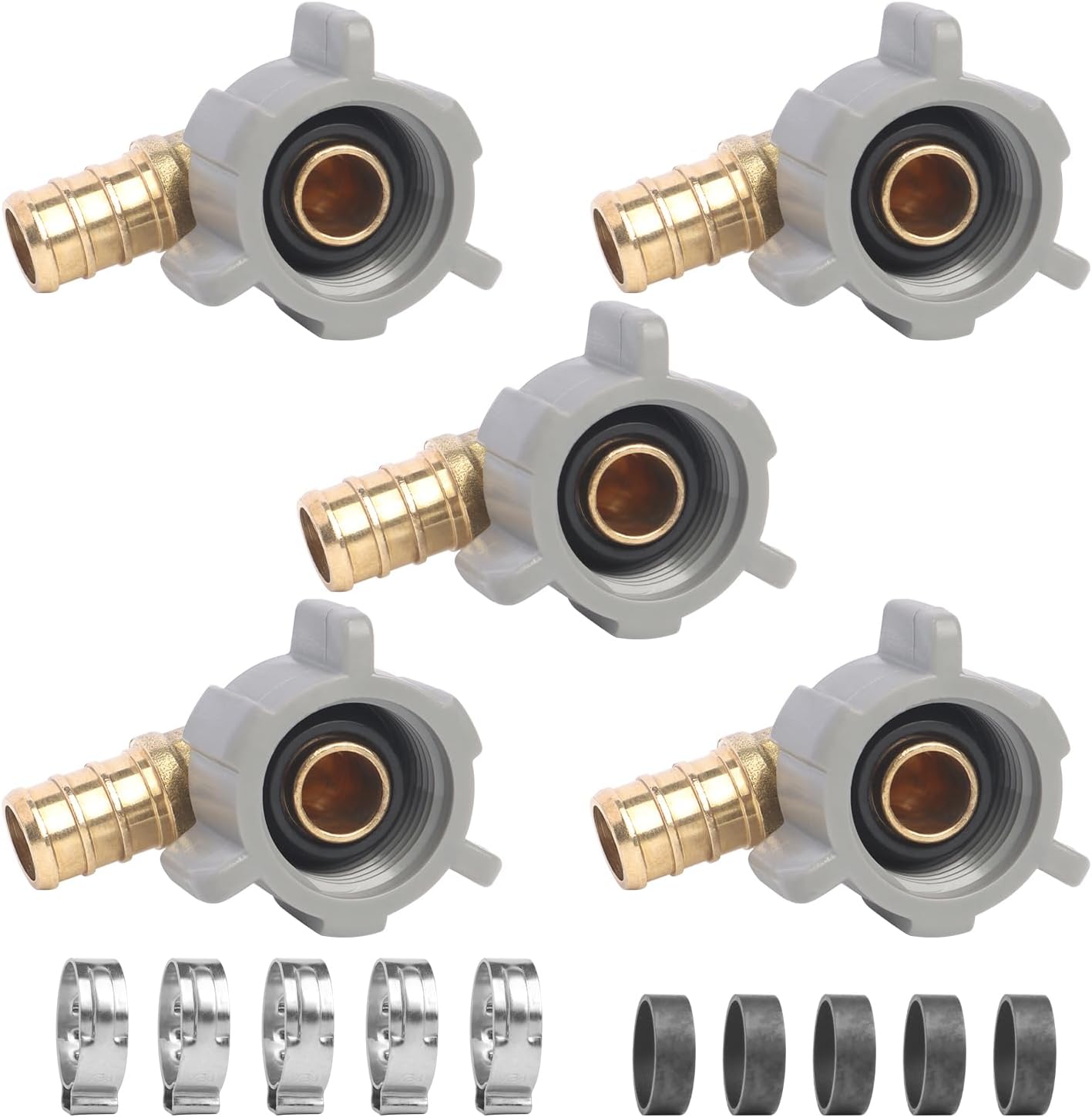 Straight Adapter Toilet Ballcock Water Line Connection Fitting 1/2" PEX-B × 7/8" FNPT (5Pack)