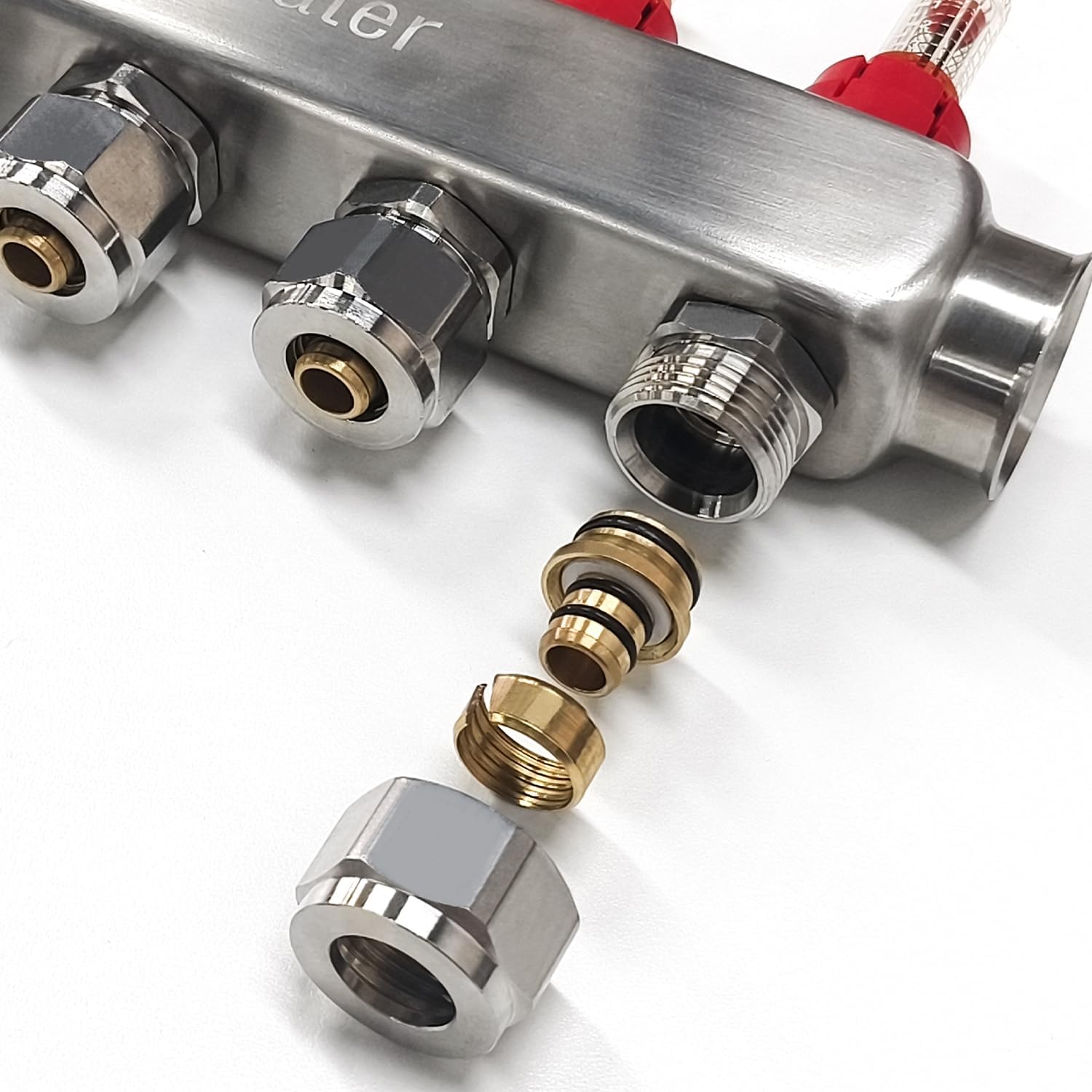 Radiant Heat Manifold Brass - 7 Loops 1" & 1/2" NPT For Hydronic Radiant Floor Heating