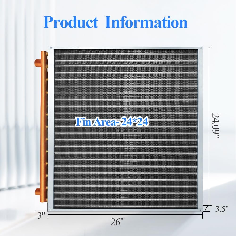 Water to Air Heat Exchanger 24x24 1" Copper Ports