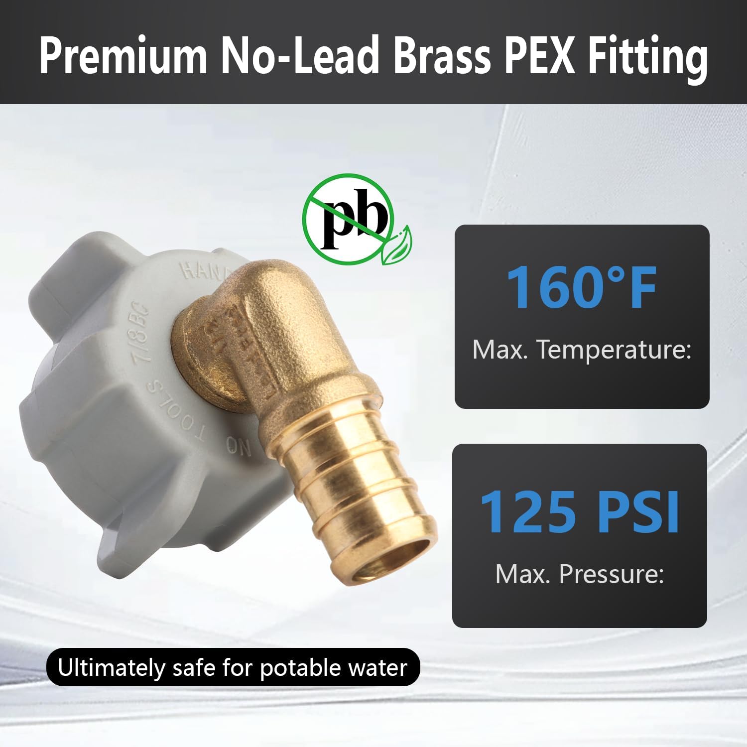 Straight Adapter Toilet Ballcock Water Line Connection Fitting 1/2" PEX-B × 7/8" FNPT (5Pack)