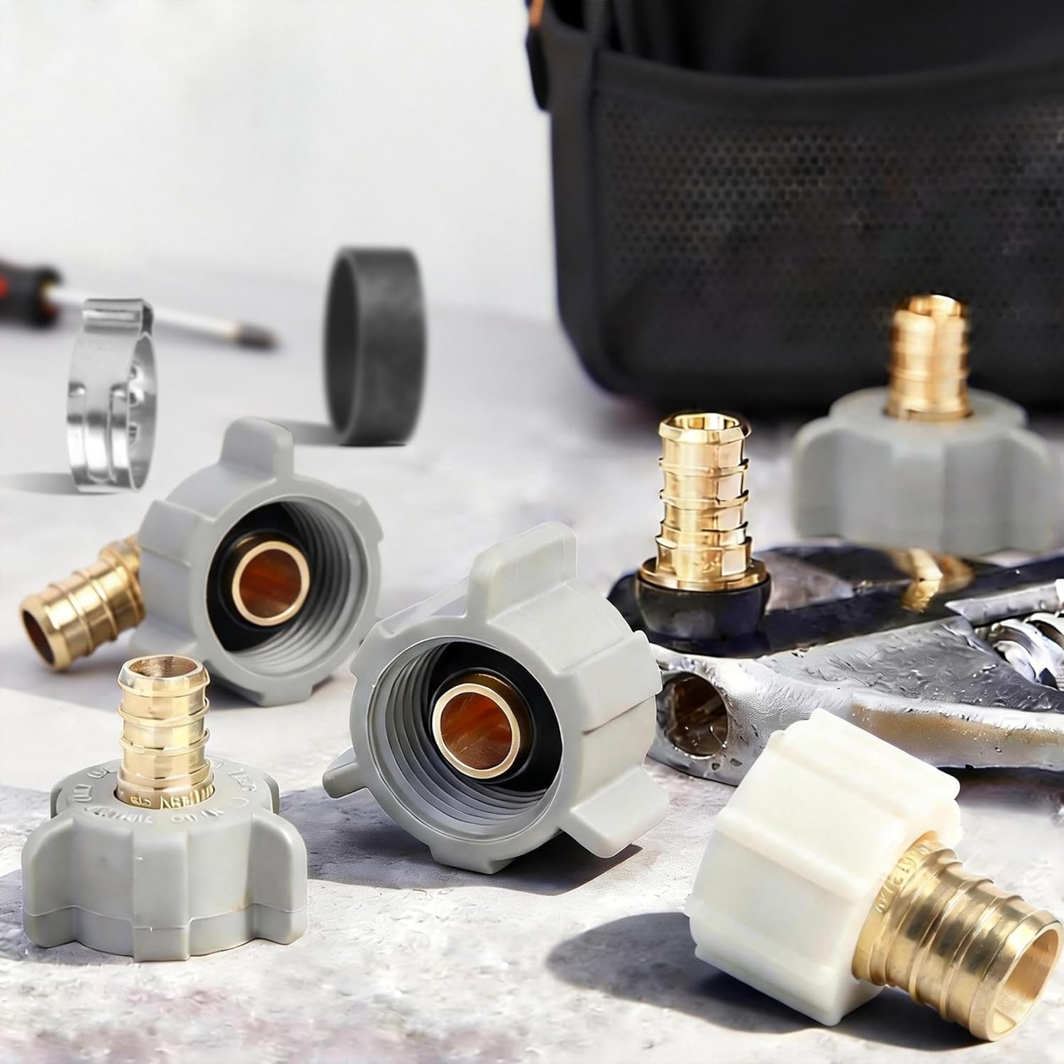 Straight Adapter Toilet Ballcock Water Line Connection Fitting 1/2" PEX-B × 7/8" FNPT (5Pack)