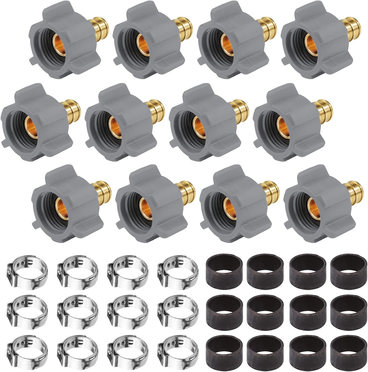 WiseWater 1/2" PEX x 1/2" FNPT Swivel Adapter Kit, Lead-Free DZR Brass, NSF/ANSI 61 Certified, 12 Pack