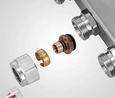 Brass Manifold - 12 Loops 1" & 1/2" NPT - Alfa Heating Supply