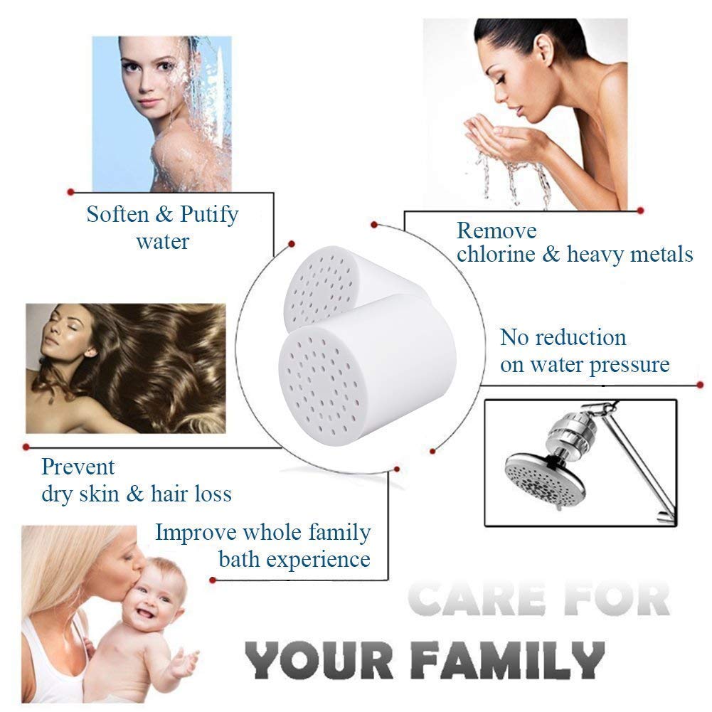 15-Stage Replacement Shower Water Filter Cartridges with Vitamin C for Hard Water - Compatible with Universal Shower Heads and Handheld Shower - Removing Chlorine, Heavy Metals, Sulfur Odor - Alfa Heating Supply