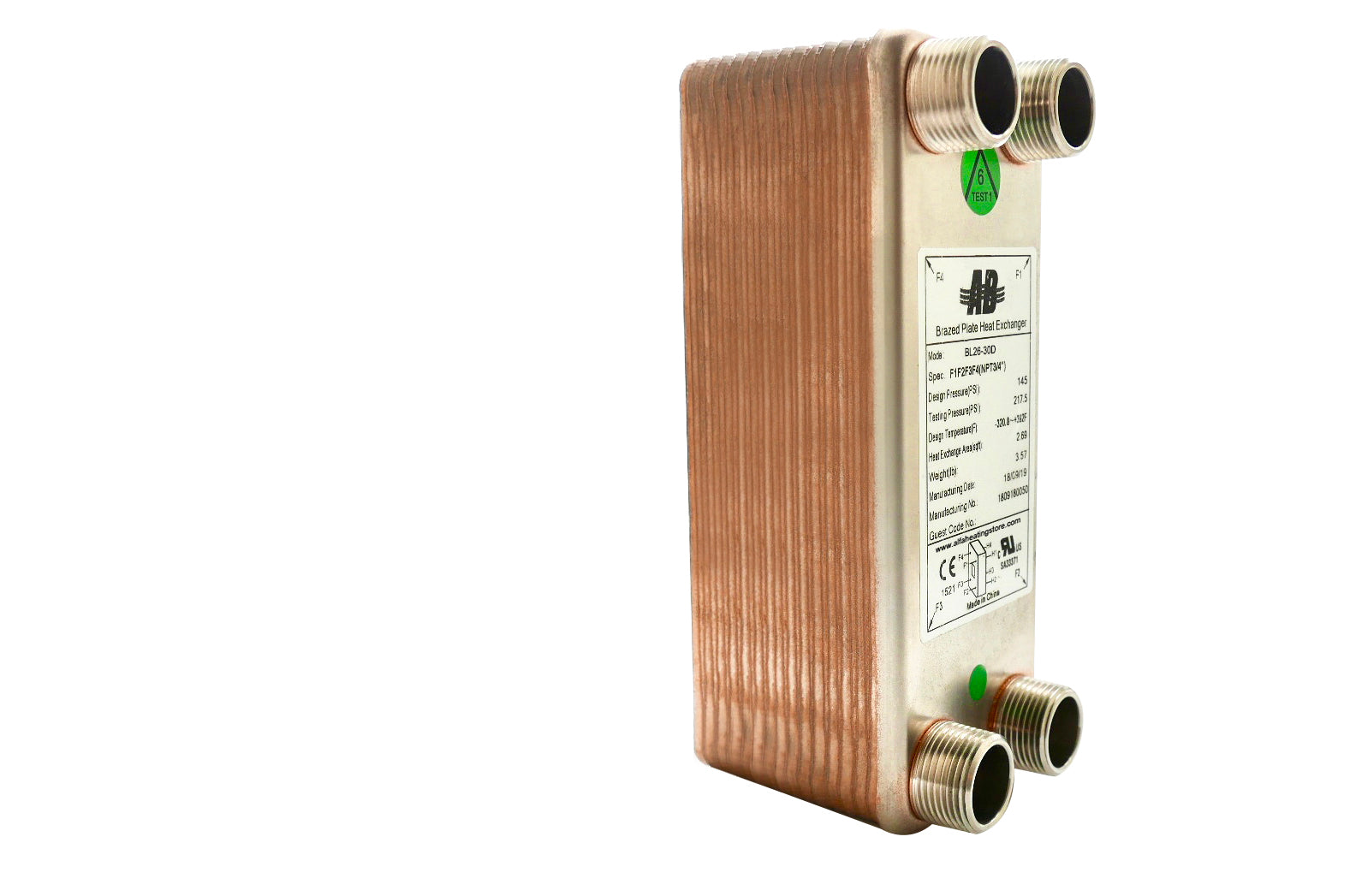 thumbnail image 2 of Badger 30-Plate Brazed Plate Heat Exchanger – Water To Water, 1 FPT Ports W/Brackets 2 of 3