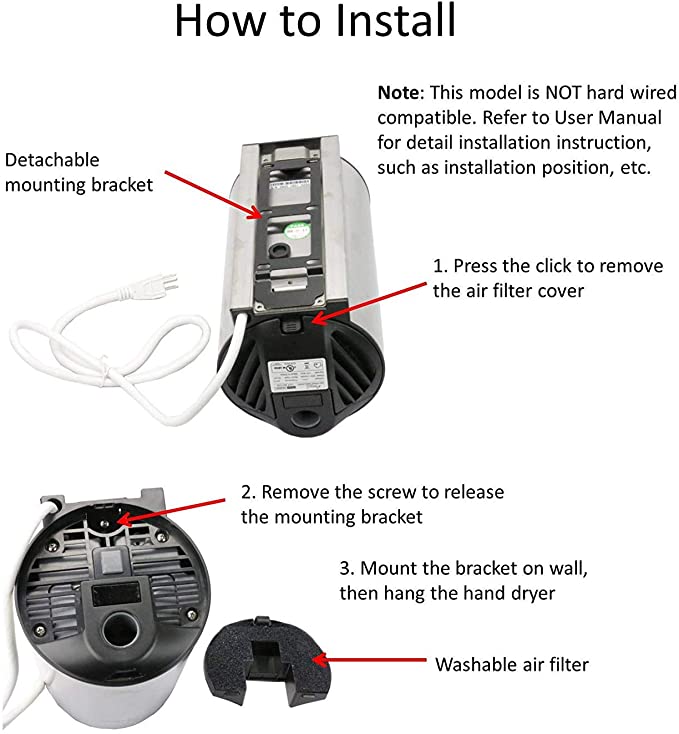 WiseWater High Speed Hand Dryer Stainless Steel Carbon Brush - Brushed Finish