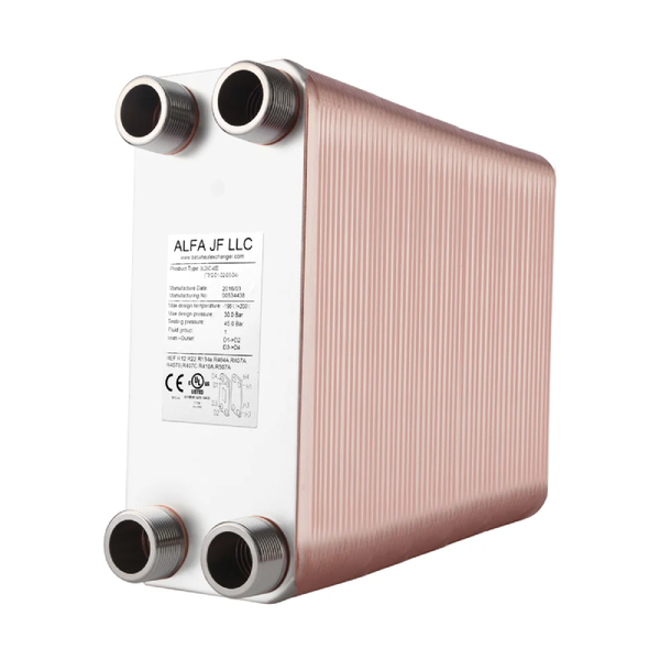 WiseWater Brazed Plate Heat Exchanger 3" x 8" – 3/4" MPT (BL14 Series)