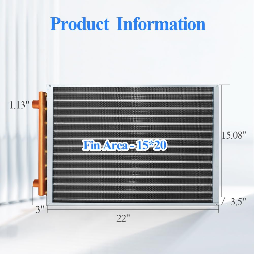 Water to Air Heat Exchanger 15x20 1" Copper Ports