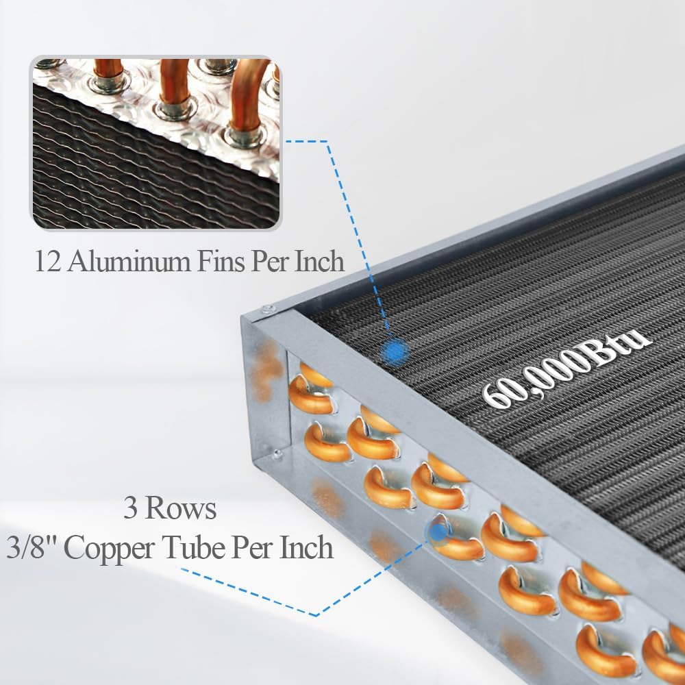 Water to Air Heat Exchanger 12x12 1" Copper Ports