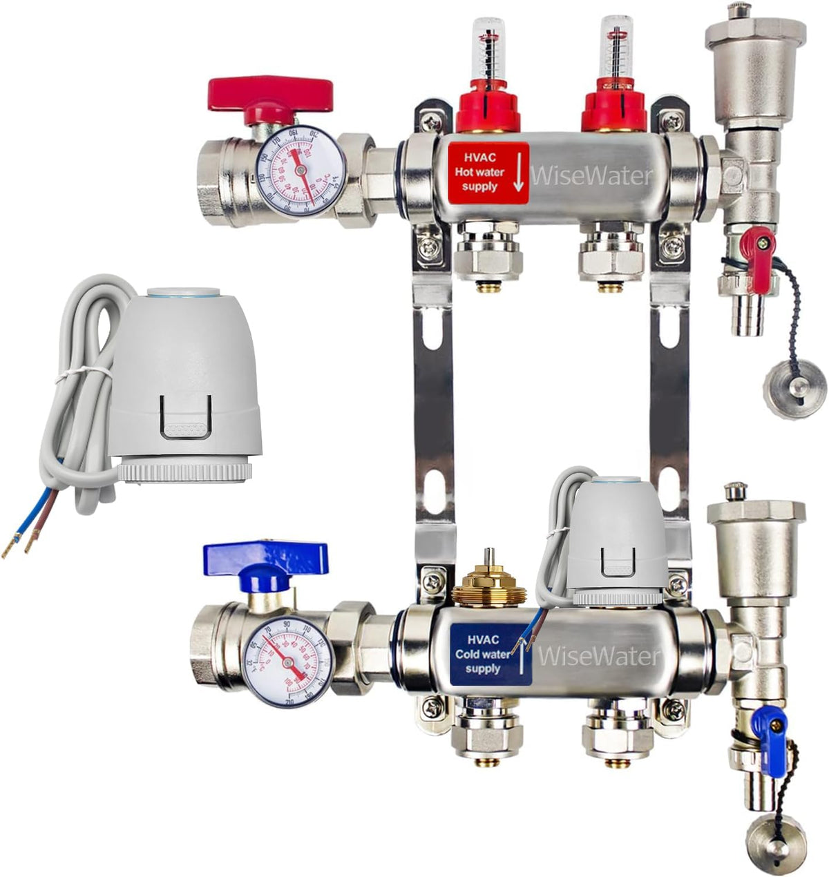 2-Loop Radiant Heating Manifold with 24V Electric Thermal Actuators