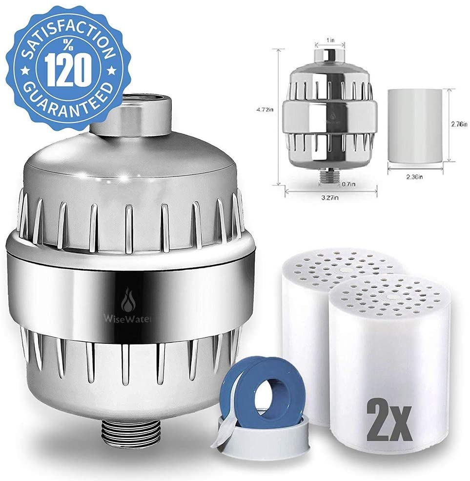 WiseWater Upgraded 18-Stage Shower Filter with Replaceable Water Filte