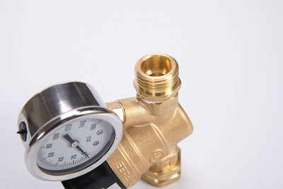 Adjustable Water Pressure Regulator with Gauge and Filter, Brass Lead-Free 3/4" NH Thread for Camper, RV Trailer - Alfa Heating Supply