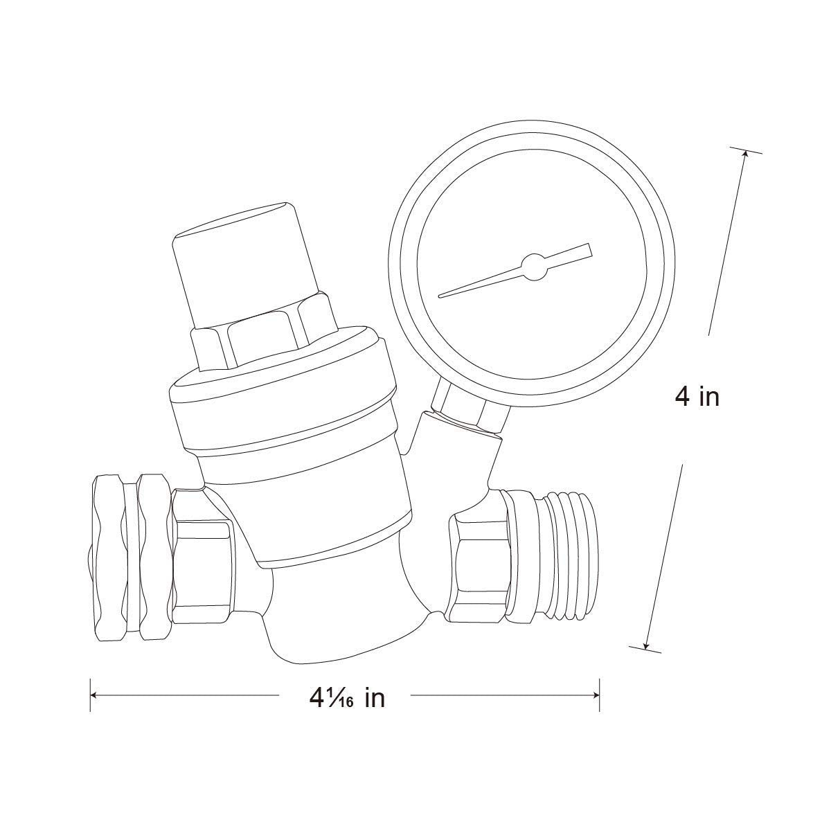 Adjustable Water Pressure Regulator with Gauge and Filter, Brass Lead-Free 3/4" NH Thread for Camper, RV Trailer - Alfa Heating Supply