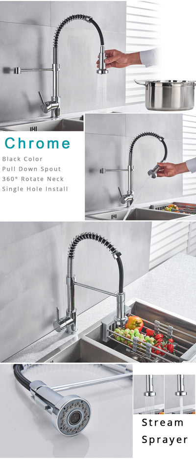 Kitchen Faucet Deck Mounted Mixer Tap 360 Degree Rotation Stream Sprayer Nozzle Kitchen Sink Hot Cold Taps