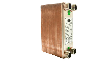Brazed Plate Heat Exchanger - 50 Plates 4"x12" 1"MPT 450,000 Btu - Alfa Heating Supply