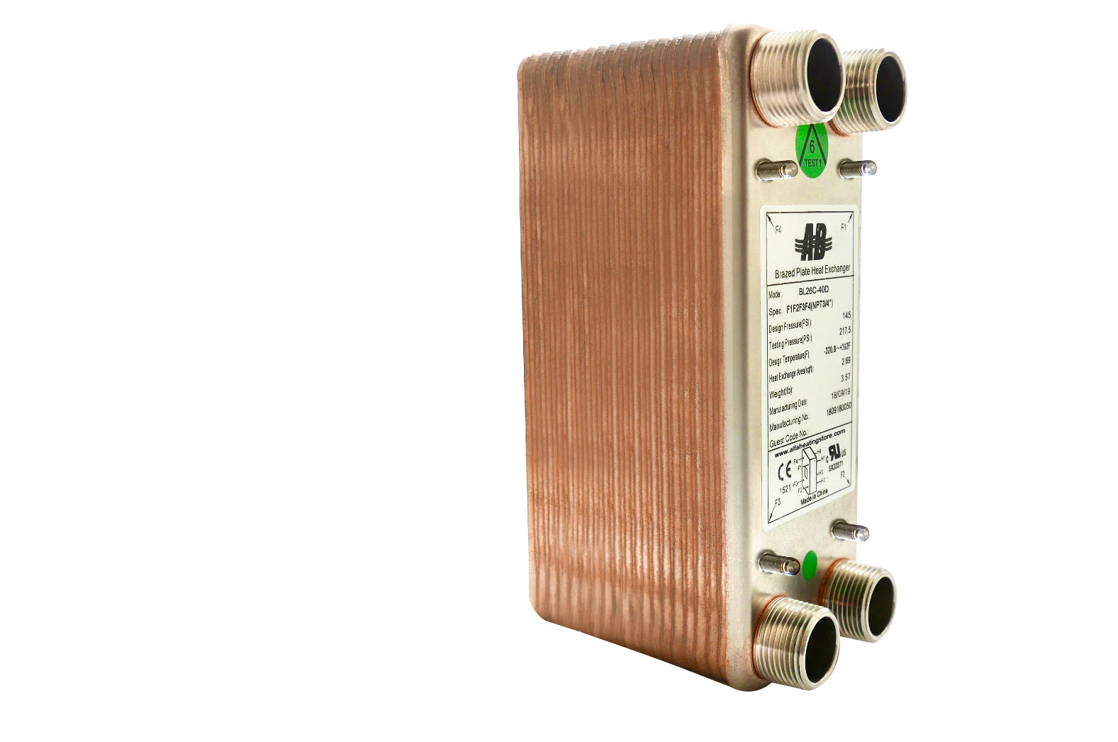 AB Brazed Plate Heat Exchanger - 40 Plates 5x12 1 1/4MPT | Alfa Heating  Supply