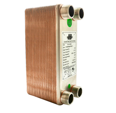 Brazed Plate Heat Exchanger - 40 Plates 3"x8" 3/4"MPT 320,000 Btu - Alfa Heating Supply