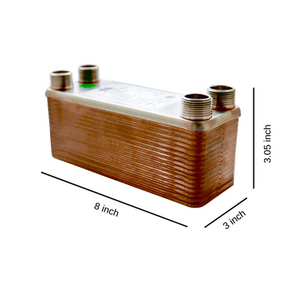 Brazed Plate Heat Exchanger - 30 Plates 3"x8" 3/4"MPT 280,000 Btu - Alfa Heating Supply