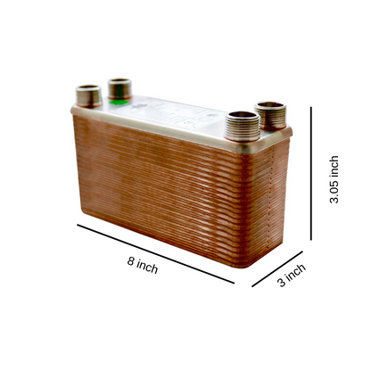 Brazed Plate Heat Exchanger - 40 Plates 3"x8" 3/4"MPT 320,000 Btu - Alfa Heating Supply