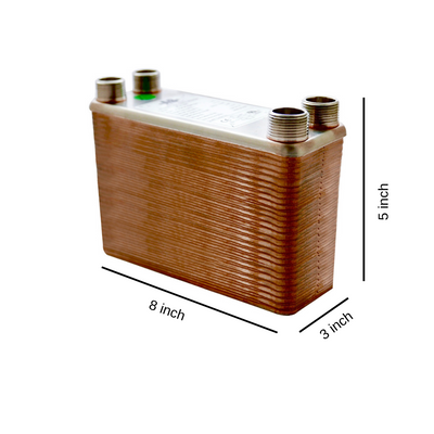 Brazed Plate Heat Exchanger - 50 Plates 3"x8" 3/4"MPT 380,000 Btu - Alfa Heating Supply