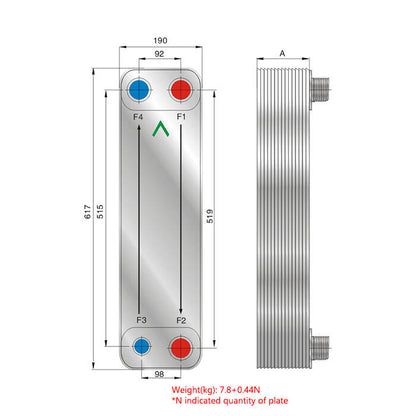 Oil Cooler Water Cooled BL95 BPHE for Lube Oil/ Hydraulic Oil Cooling 2" NPT