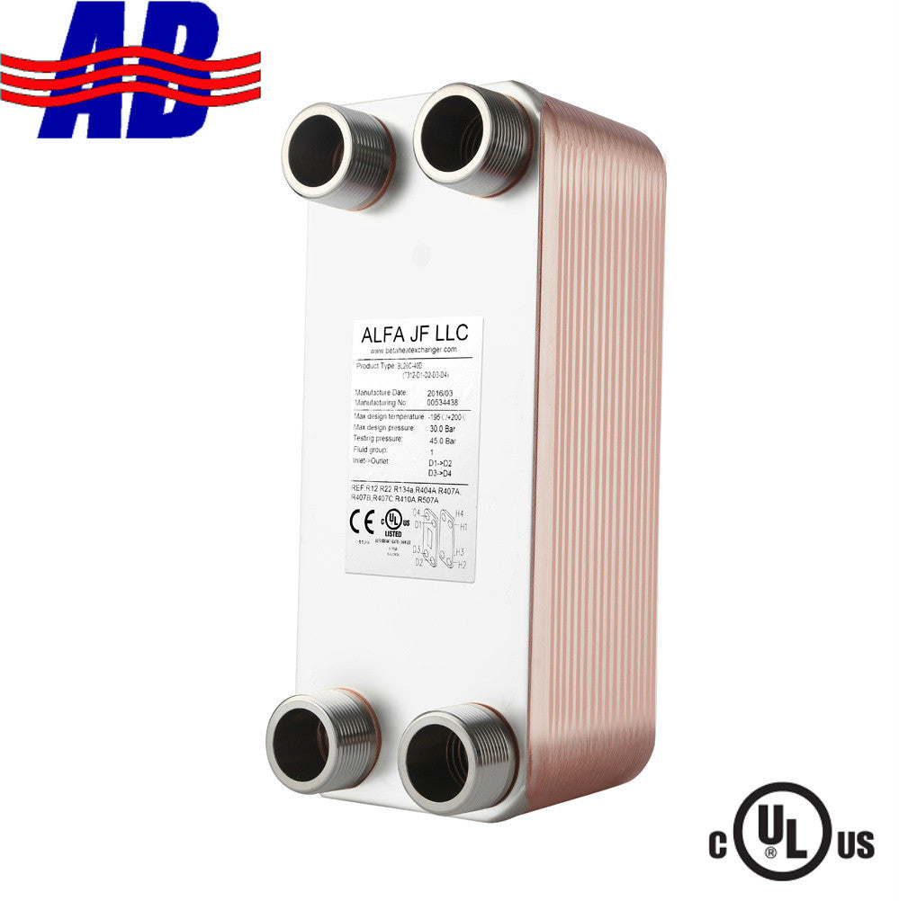 AB Brazed Plate Heat Exchanger - 20 Plates 3x8 3/4MPT | Alfa Heating  Supply