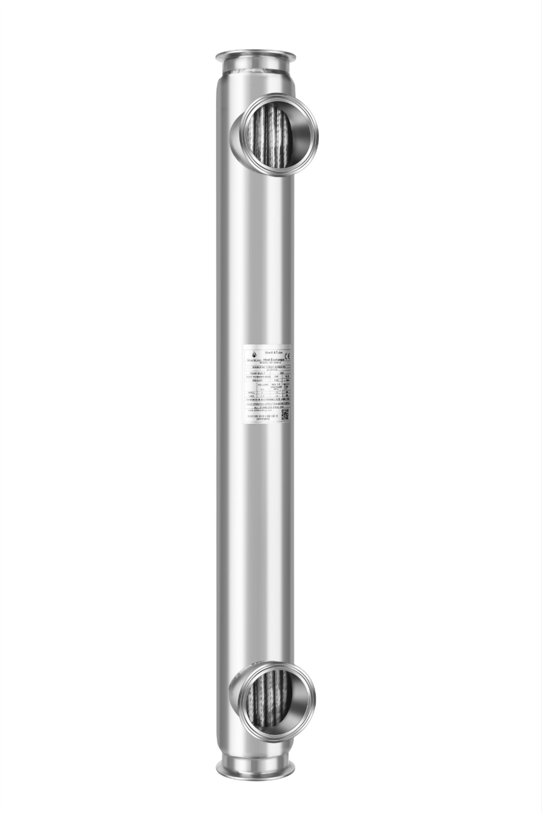 Custom Shell and Tube Heat Exchanger - SS316L with 3 Tri-Clamp Fittings on  Ends | Alfa Heating Supply