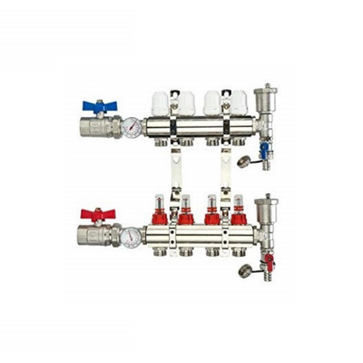 Brass Manifold - 4 Loops 1" & 1/2" NPT - Alfa Heating Supply