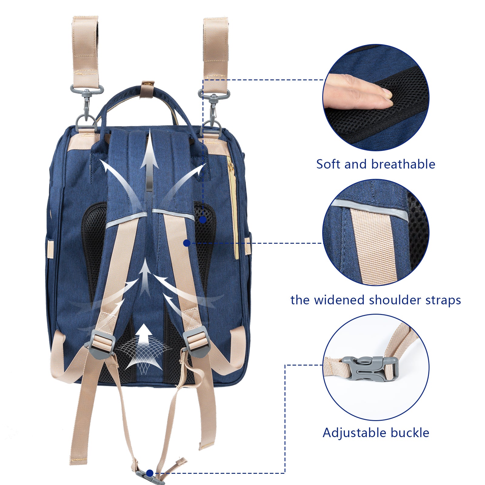 Worallymy Baby Waterproof Nappy Bag Baby Dual Zipper Reusable