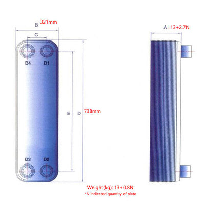 Plate Heat Exchanger BL200 for Air Dryers 99.9% Copper Brazed