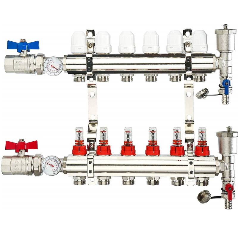Factory Brass Manifolds Water Distribution Collector Pex Pipe Manifold with  Manual Control Valve for Water Floor Heating - China Brass Floor Heating  Manifold, Underfloor Heating Manifold