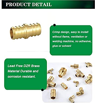 Lead-Free, Brass Barbed Couplings 1/2"x3/4" [5pk, 10pk, 25pk]