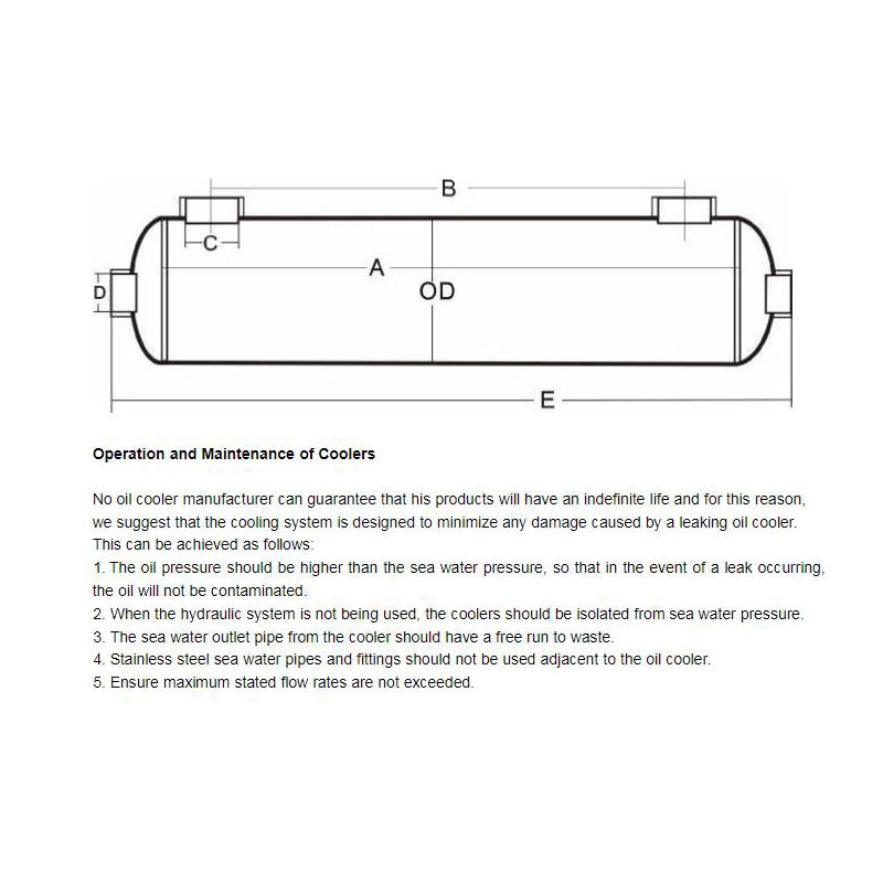 Hydraulic Oil Coolers FG Shell and Tube Heat Exchangers for Oil Cooling 1 1/4" & 1 1/4'' BSPT