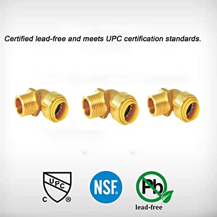 Lead-Free, Brass Push-Fit Male Elbows 1/2" [5pk, 10pk, 25pk]