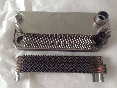 Brazed Plate Heat Exchanger - 10 Plates 3"x8" 3/4"MPT 80,000 Btu