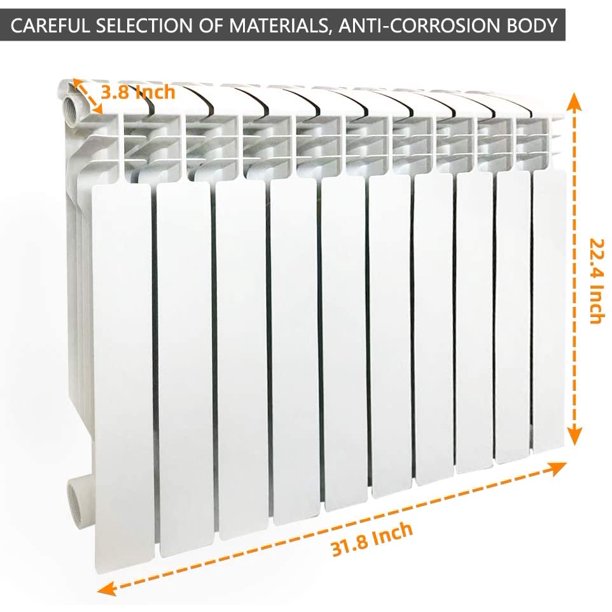 Wall Mounted Aluminum Radiator Heater 10 Sections for Room Heating, Hot Water System