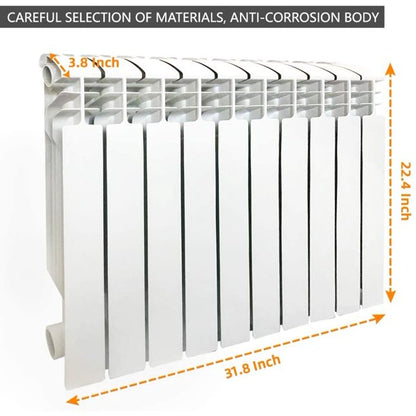 Wall Mounted Aluminum Radiator Heater 10 Sections for Room Heating, Hot Water System